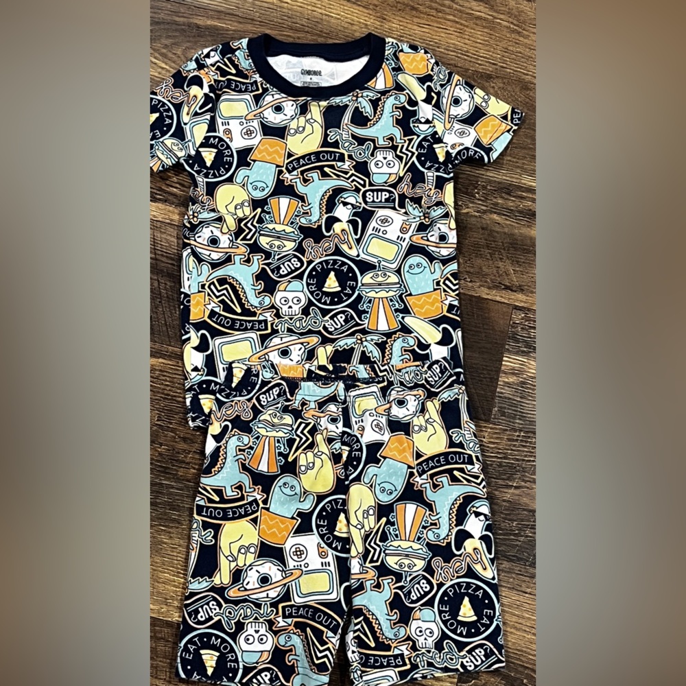 Gymboree Navy and Yellow Graphic Print Shirt